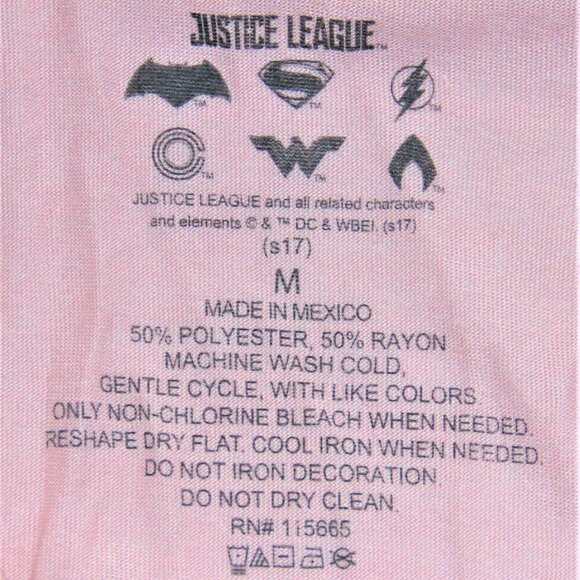 Women's Justic Leage Graphic Top Pink Gold Black Justice League LS Medium - Picture 5 of 6